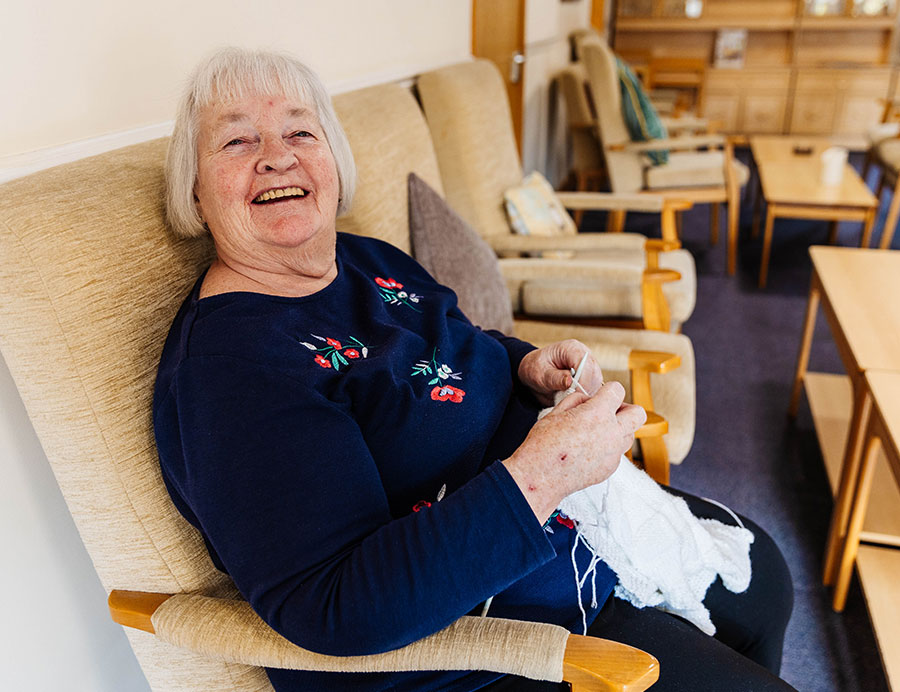 Sirius Court Tenant knitting